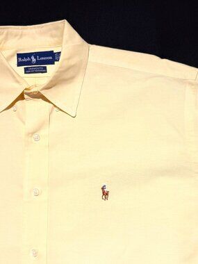 Ralph Lauren Yarmouth Mens Shirt 16.5/32/33 Yellow 100 % Cotton NWOT
